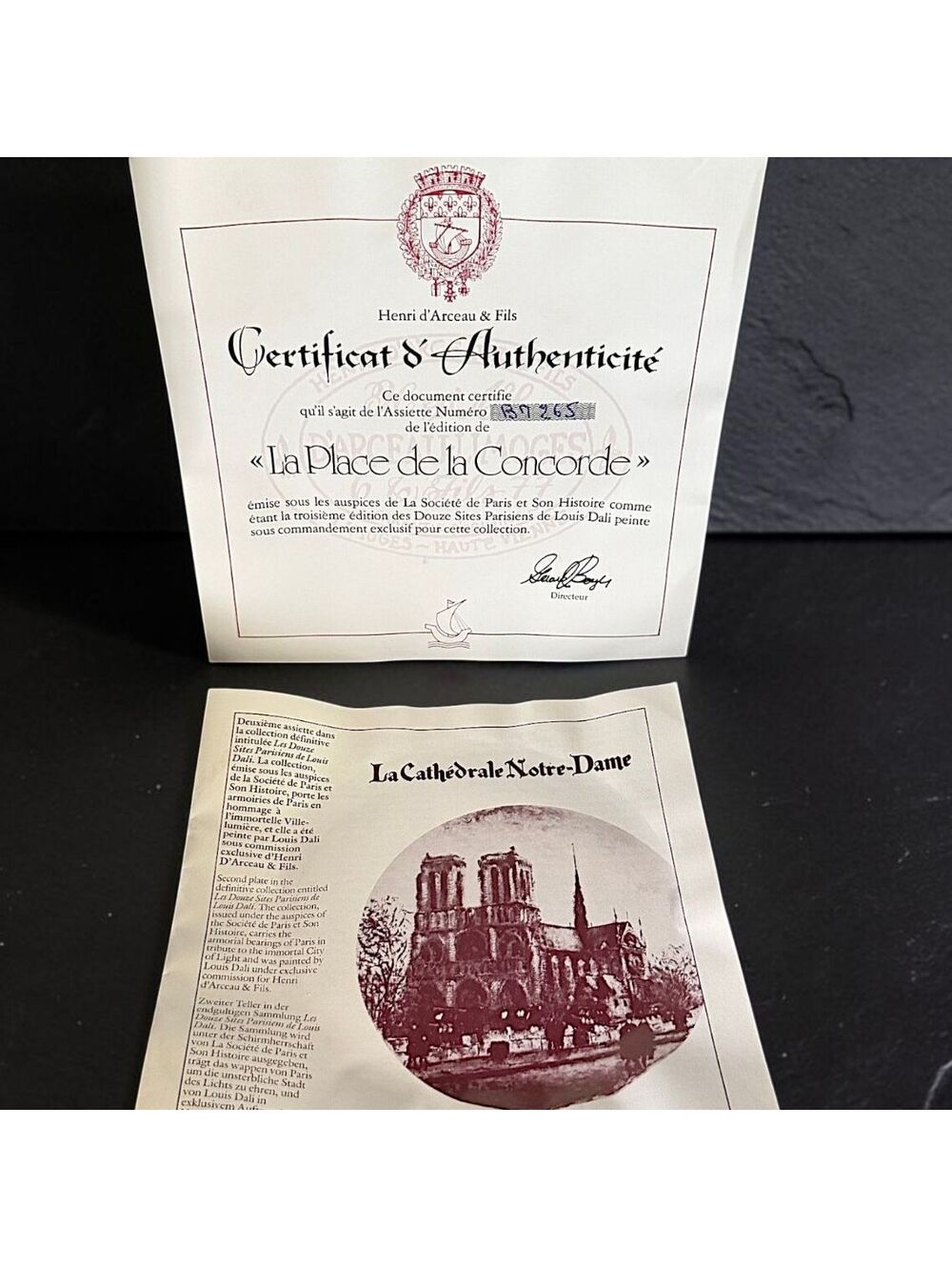 Vintage Louis Dali Place de la Concorde Limoges Paris Ltd Edition Plate 8 w Box - Picture 6 of 6